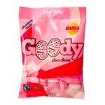 Pink package of Bubs Goody Sour Ovals candy in strawberry Vanilla flavor with visible brand logos.
