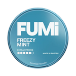 Front view of FUMi Freezy Mint nicotine pouch – 11mg strength with icy cooling mint flavor.