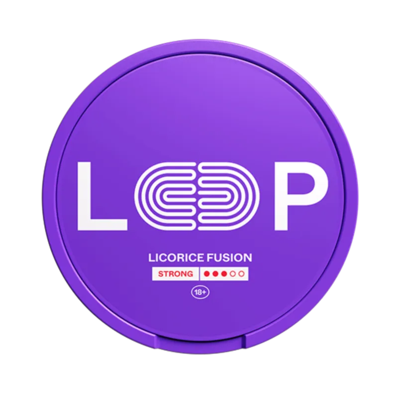 Front view of Licorice Fusion nicotine pouch – fruity mixed with licorice flavor