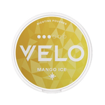 Front view of VELO Mango Ice nicotine pouch – refreshing icy mango flavor.