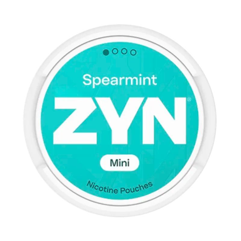 Front view of ZYN Spearmint Mini nicotine pouch – Mini with creamy spearmint and menthol flavor.