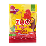 Front view of Zoo candy – 80 g fruit-flavored animal gummies with sweet chewy texture containing wheat.