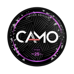 Front view of CAMO Grape Limited Edition nicotine pouch – 25 mg strength with sweet grape flavor.