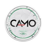 Front view of CAMO Peppermint nicotine pouch – 25 mg strength with cool peppermint flavor.