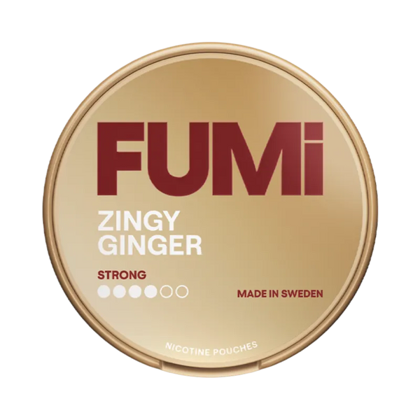 Front view of FUMi Zingy Ginger nicotine pouch – 8.4mg strength with fizzy ginger cola flavour