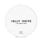Front view of KELLY WHITE Cucumber Mint Mini nicotine pouch – 5mg strength with cucumber and mint flavor
