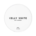 Front view of KELLY WHITE Hot Cherry Mini nicotine pouch – 6.5mg strength with spicy chili and cherry flavor