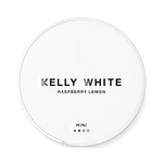 Front view of KELLY WHITE Raspberry Lemon Mini nicotine pouch – 5.5mg strength with raspberry and lemon flavor