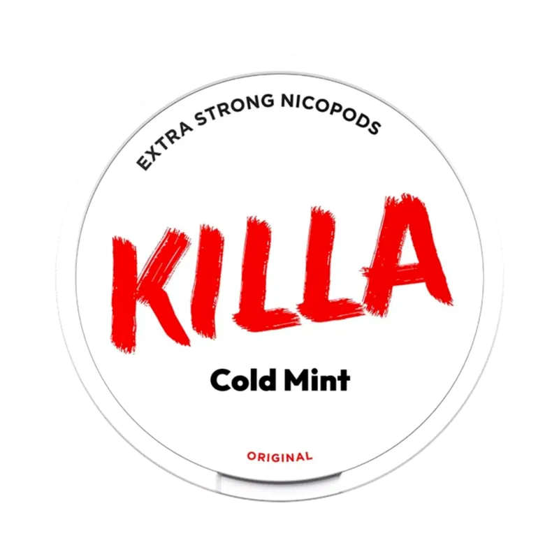 Front view of KILLA Cold Mint nicotine pouch – icy mint flavor