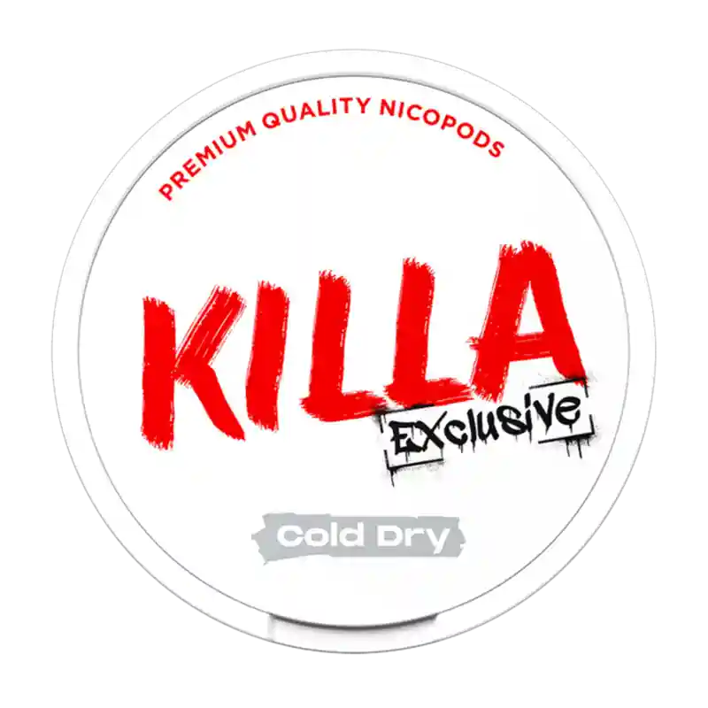 KILLA Exclusive Cold Dry – Extra strong cold dry mint nicotine pouches, 16 mg strength.