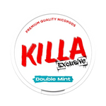 Front view of Killa Exclusive Double Mint nicotine pouch – 17mg with icy double mint flavor.