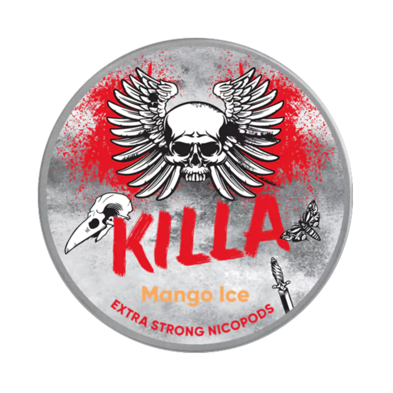 Front View of KILLA Mango ice extra strong nicopod - 12.8mg strength with mango flavor