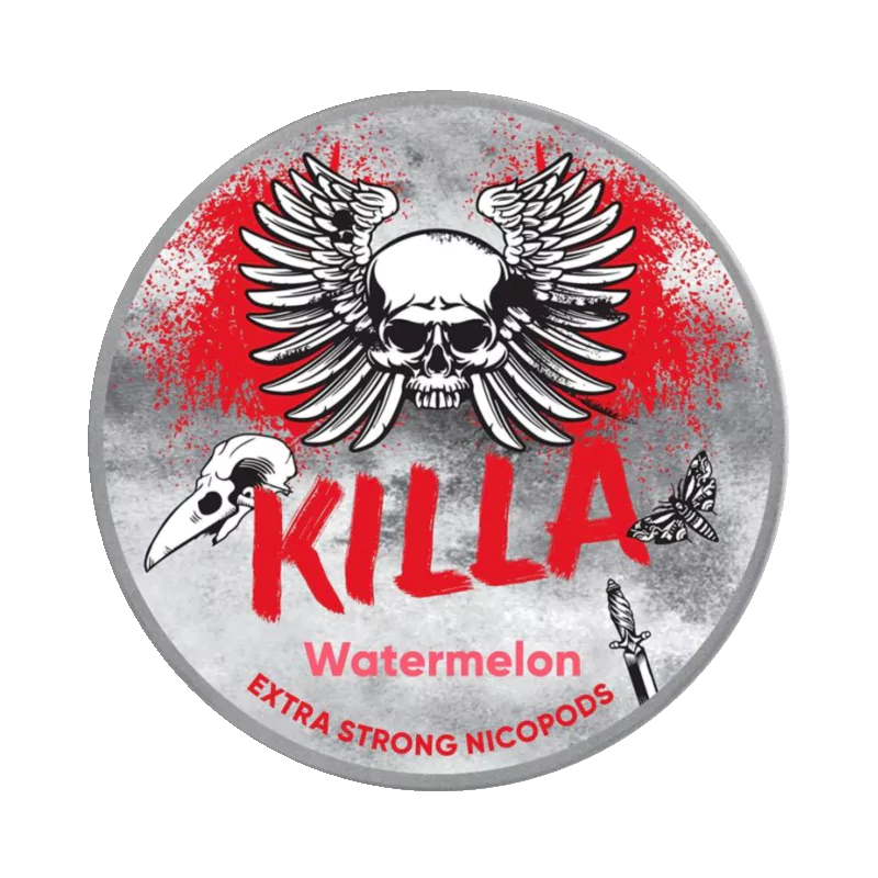 Front view of KILLA Watermelon nicotine pouch – 12.8mg strength with watermelon flavor