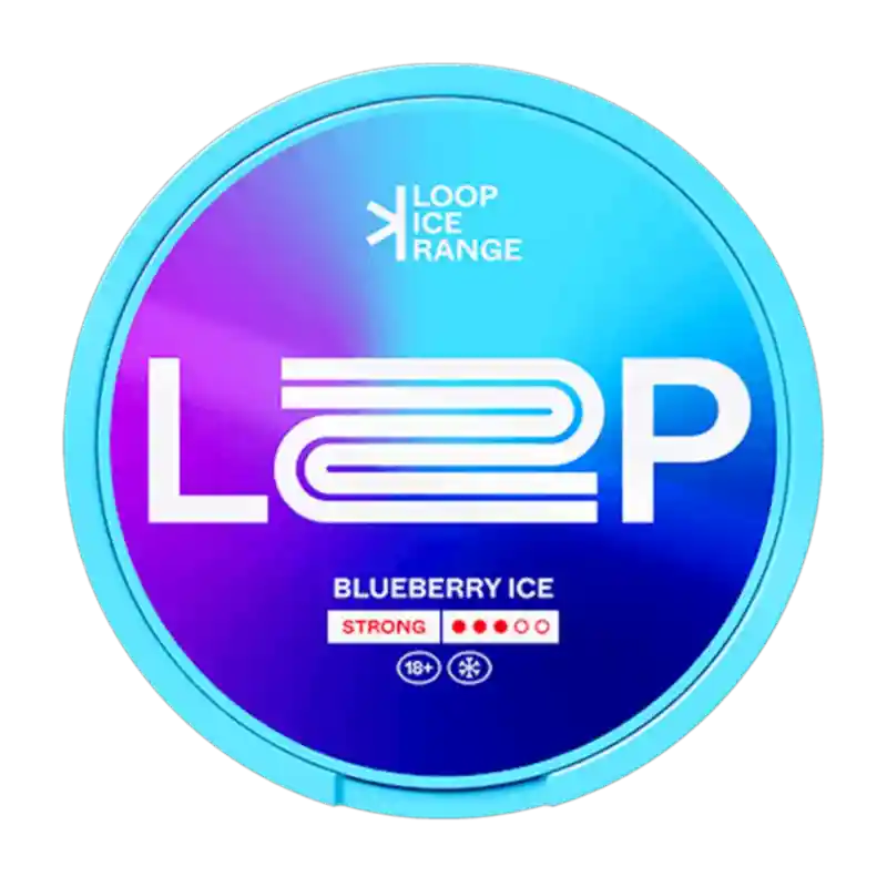 LOOP Blueberry Ice Strong – Bold blueberry flavor with an icy kick, Swedish-made nicotine pouches delivering 9.4 mg of nicotine.