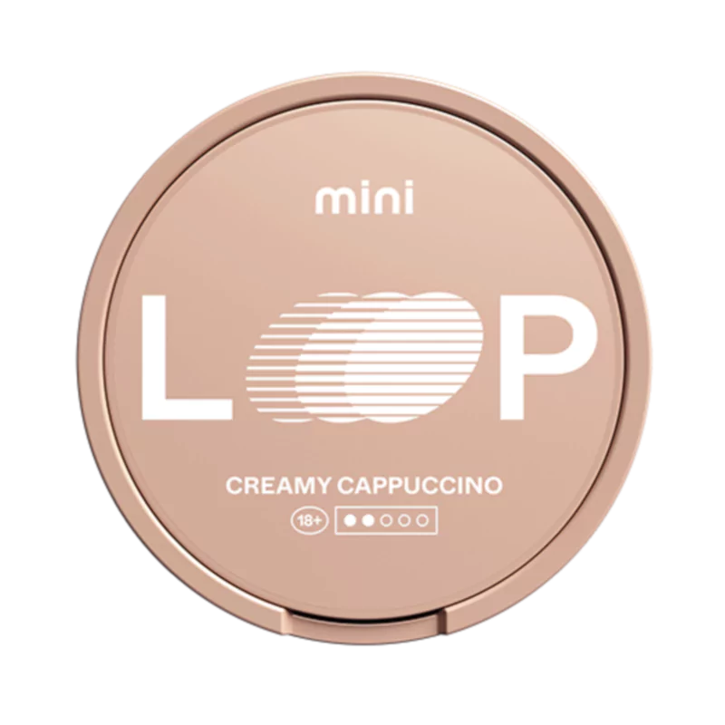 Front view of LOOP Creamy Cappuccino Mini nicotine pouch – coffee flavor