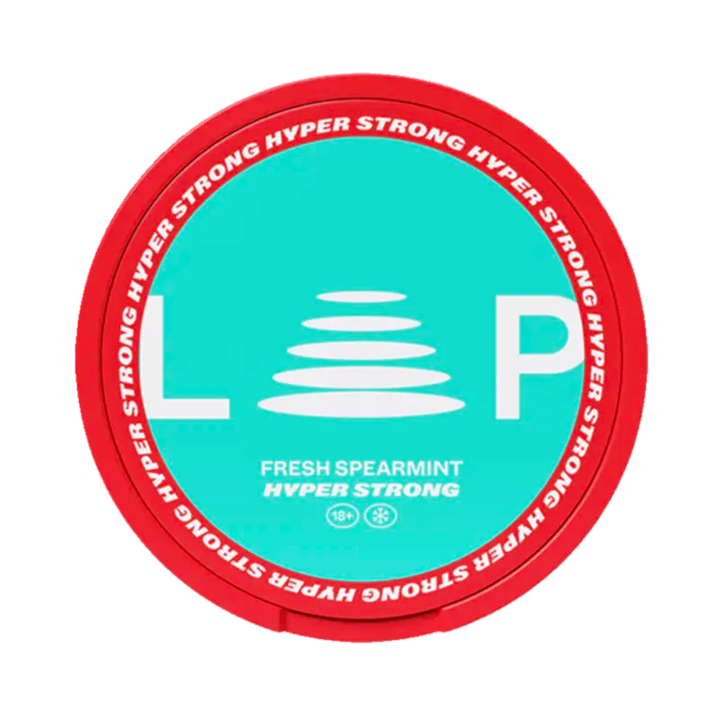Front view of LOOP Fresh Spearmint Hyper Strong nicotine pouch – hyper strong strength with fresh spearmint flavour.