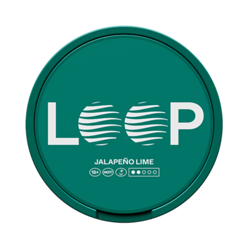 Loop jalapeno lime snus, green can, white text. 