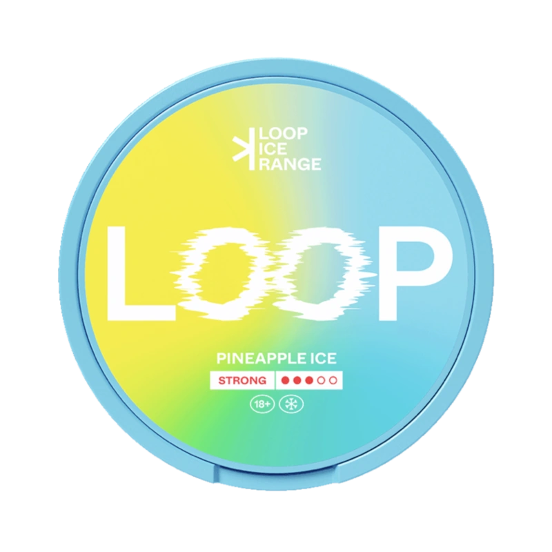 LOOP Pineapple Ice Strong – Bold pineapple flavour with an icy kick, Swedish-made nicotine pouches delivering 9.4 mg of nicotine.