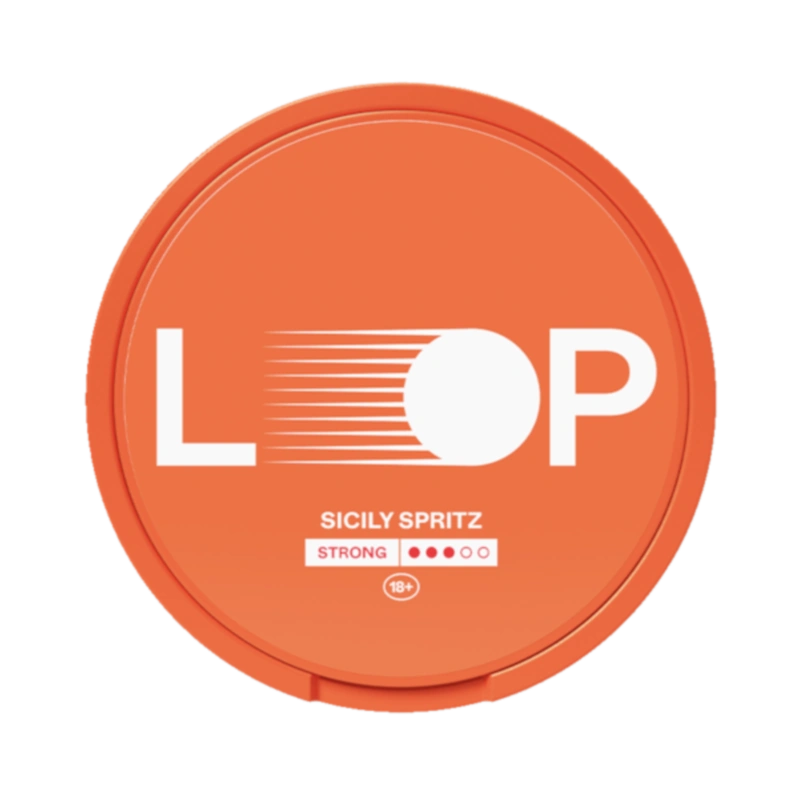 Front view of LOOP Sicily Spritz Strong nicotine pouch – 8.9mg strength with orange and bitter orange flavour