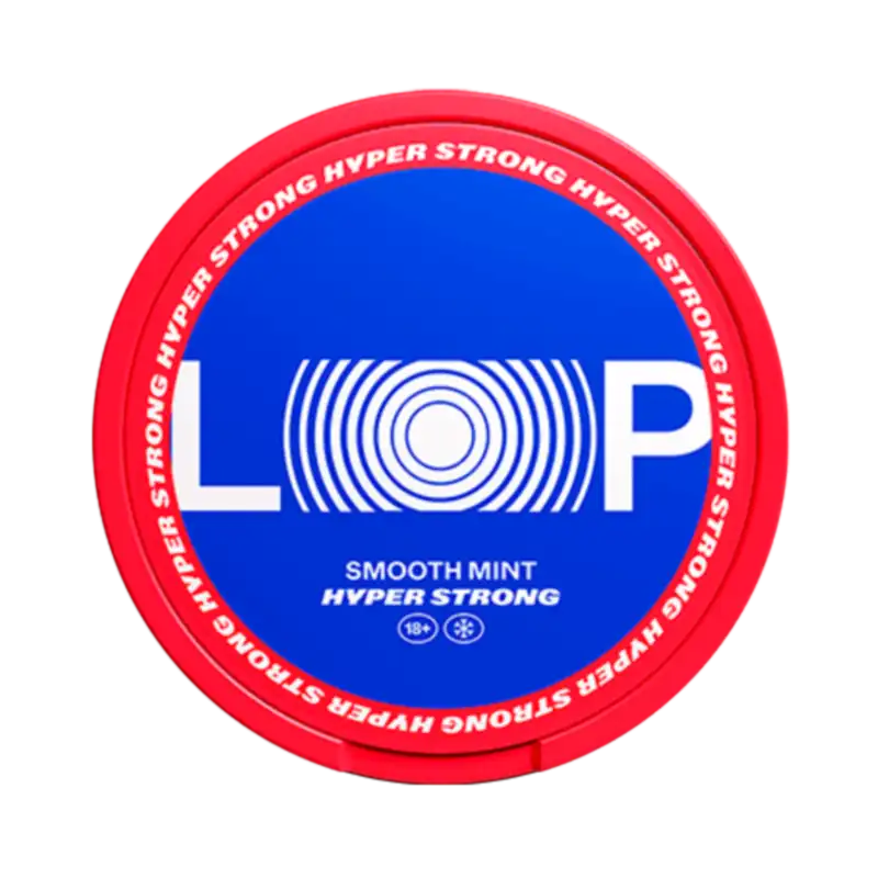Front view of LOOP Smooth Mint Hyper Strong nicotine pouch – hyper strong with smooth mint flavor.