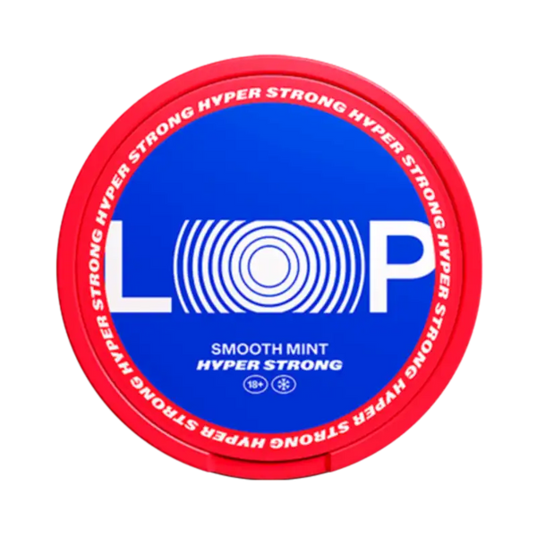 Front view of LOOP Smooth Mint Hyper Strong nicotine pouch – hyper strong with smooth mint flavor.