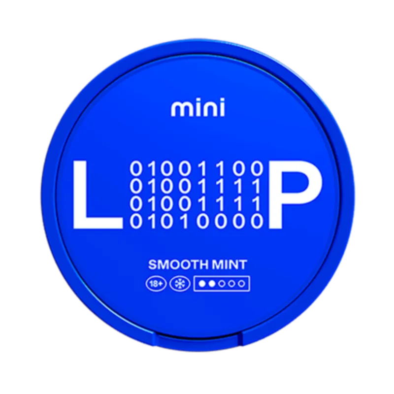 Front view of LOOP Smooth Mint mini strong nicotine pouch – 6.75mg strength with mint flavor