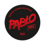 Front view of PABLO Dry Red nicotine pouches - 15mg strength with red chili flavor