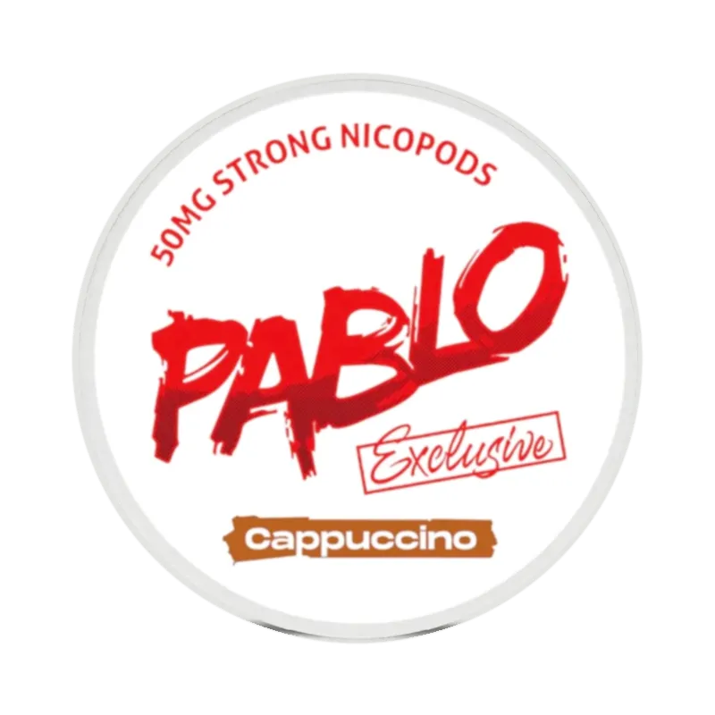 Front view of PABLO Exclusive 50mg nicotine pouches with coffee flavor 