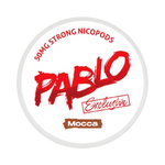 Front view of PABLO Exclusive 50mg nicotine pouches with coffee flavor 