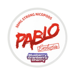 Front view of PABLO Exclusive 50mg Blueberry Cranberry Cherry nicotine pouch – 30mg strength with blueberry, cranberry and cherry flavour