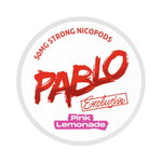 Front view of PABLO Exclusive Pink Lemonade nicotine pouch – 50 mg strength with lemonade flavour.