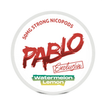 Front view of PABLO Exclusive Watermelon Lemon nicotine pouch – 50 mg strength with watermelon and lemon flavor.