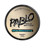 Front view of Pablo Gold Edition Blue Raspberry nicotine pouch –with sweet blue raspberry flavor.