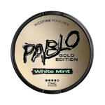 Front view of Pablo Gold Edition White Mint nicotine pouch – 17mg with icy mint flavor.
