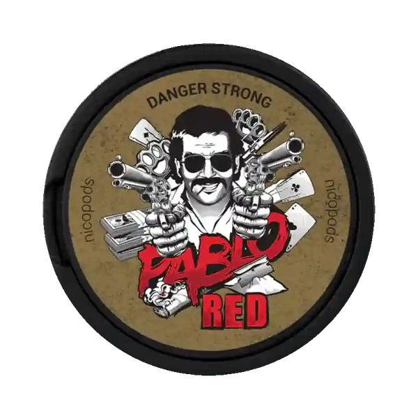 Front view of PABLO Red nicotine pouch – 24mg strength with mint and spicy red chilli flavour.