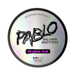 Front view of PABLO Silver Edition Grape Ice nicotine pouch – 10mg strength with grape and menthol flavour