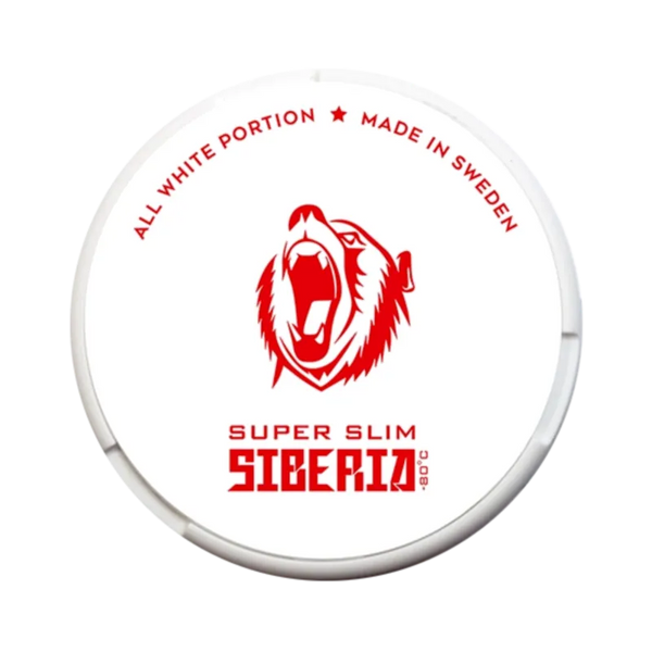 Siberia -80°C Super Slim pouch in white with roaring bear design, made in Sweden.