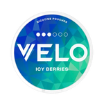 VELO Icy Berries nicotine pouch with fresh berry flavor and icy mint twist