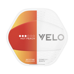Front view of VELO Shift Hot Peach nicotine pouch – 8mg strength with warming sweet peach flavour.