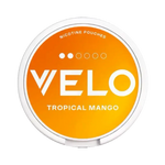 VELO Tropical Mango nicotine pouch with bold orange design and tropical flavor burst