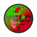 VELO Zest Flame nicotine pouch with bold heating effect design and spicy citrus flavor.