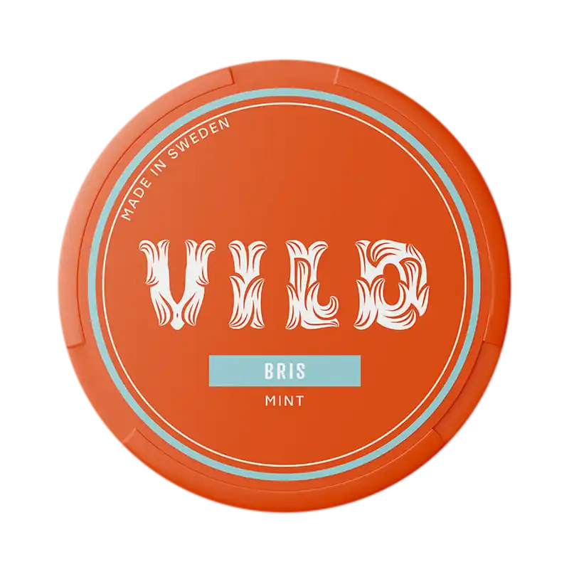 Front view of VILD Bris nicotine pouch – 5.6 mg/pouch strength with fresh mint flavor. 