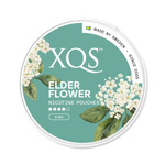 Front view of XQS Elderflower nicotine pouch – 8mg strength with cooling sweet floral flavor.