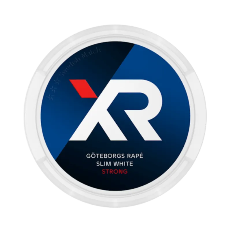 Front view of XR Göteborgs Rapé Slim White Snus – strong strength with classic Swedish flavor