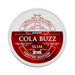 Front view of ZIXS Cola Buzz nicotine pouch – 12mg slim edition with classic fizzy cola flavor