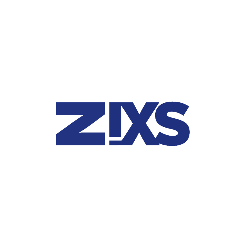 ZIXS brand logo in bold dark blue text on transparent background