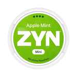 Front view of ZYN Apple Mint Mini Extra Strong nicotine pouch – Mini with crisp apple mint flavor.