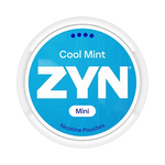 Front view of ZYN Cool Mint Mini Dry nicotine pouch – extra strong with refreshing mint flavor.