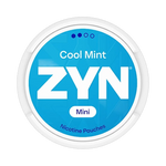 Front view of ZYN Cool Mint Mini Dry Normal nicotine pouch – Mini with cool mint flavor.