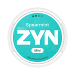 Front view of ZYN Spearmint Mini nicotine pouch – Mini with creamy spearmint and menthol flavor.